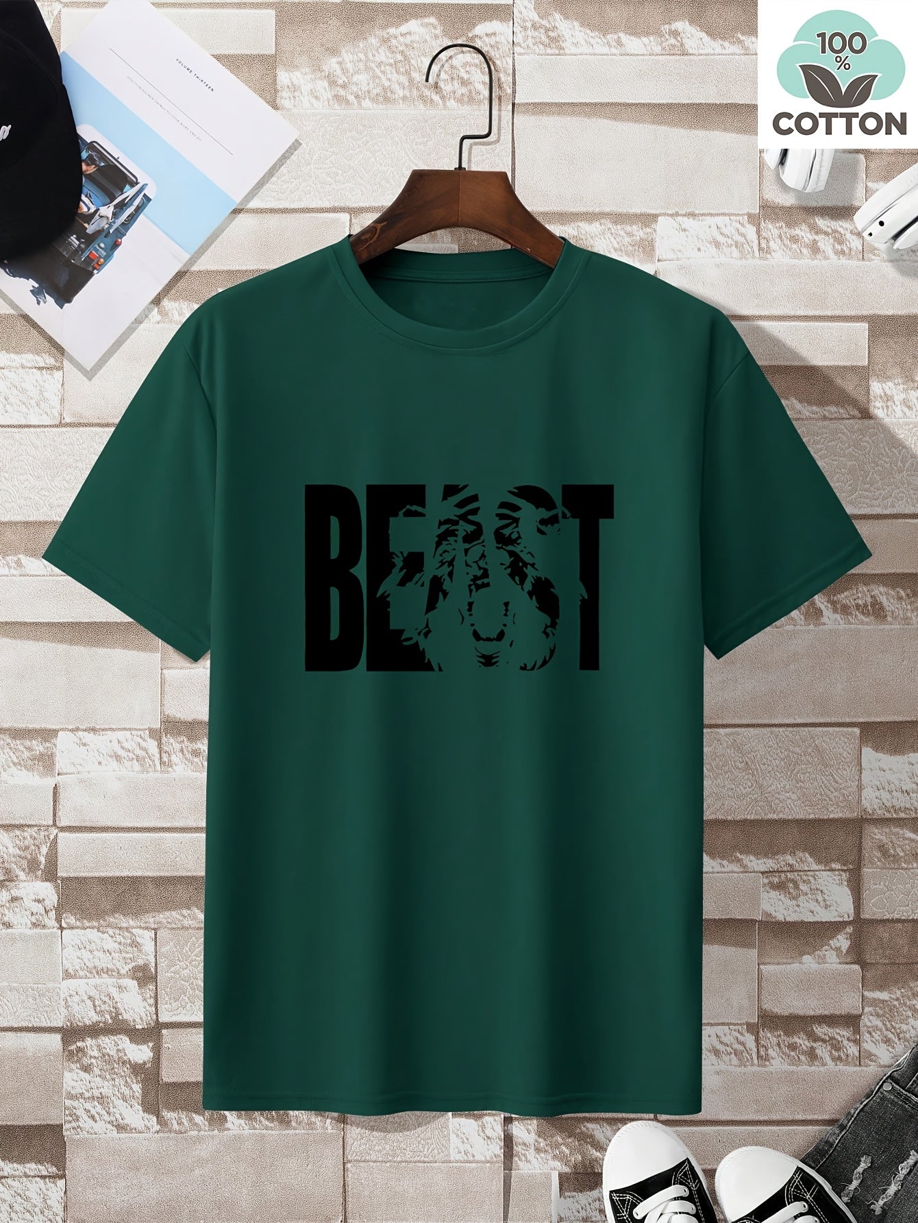 Herr T-shirt med BEAST-tryck – Trendig och avslappnad stil för stora storlekar