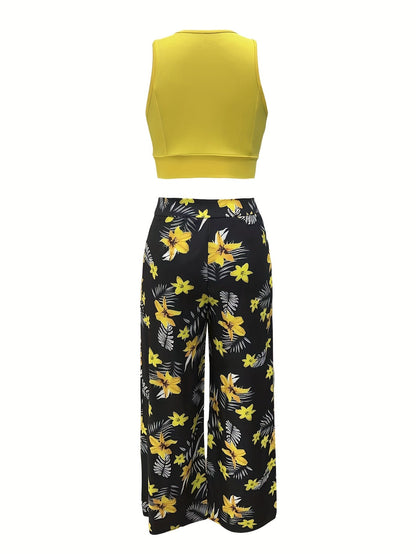 Dam Set med Utsvängd Kjol och Crop Top Elegant Sommarstil