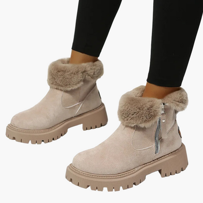 Dam vinterboots med foder och dragkedja – Trendiga och varma vardagskängor
