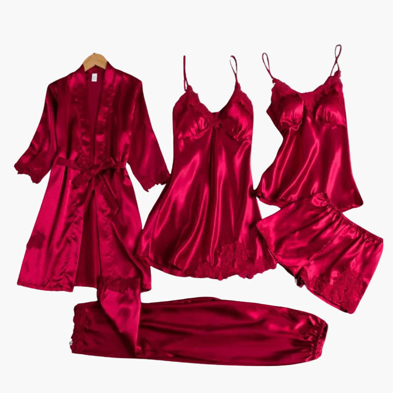 Damernas femdelade lyxiga nattklädesset – elegant pyjamas och nattlinne med kimono