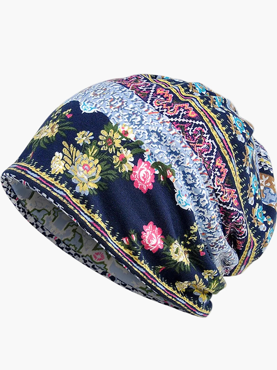 Damers bohemisk multifunktionell mössa med blommönster för vår, sommar och höst