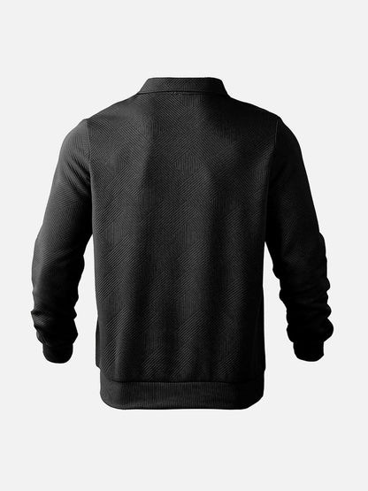 Herr – Pullover med halvdragkedja och diskret mönster – Smart casual tröja för vardag och kontor