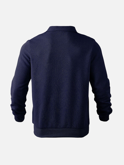 Herr – Pullover med halvdragkedja och diskret mönster – Smart casual tröja för vardag och kontor