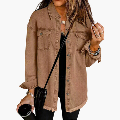 Dam Jeansjacka Oversized Casual Stil – Perfekt för Lager-på-lager och Vardag