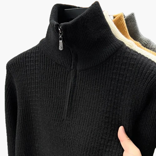 Damtröja med halv dragkedja – stickad, avslappnad och elegant