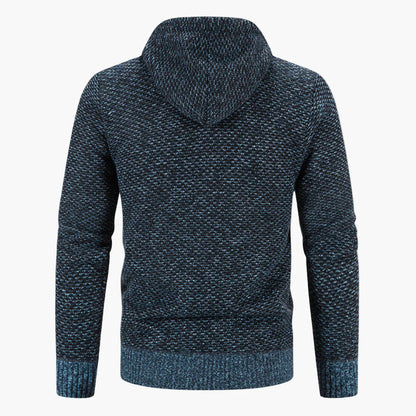 Herrar Stickad Hoodie med Dragkedja – Varm och Stilren för Höst och Vinter