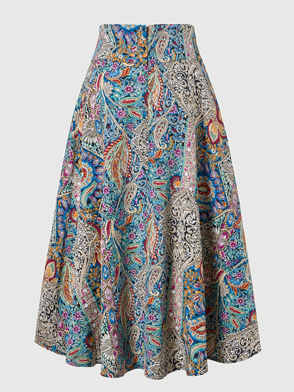 Damkjol Elegant Midilång med Bohemisk Stil för Vår och Sommar
