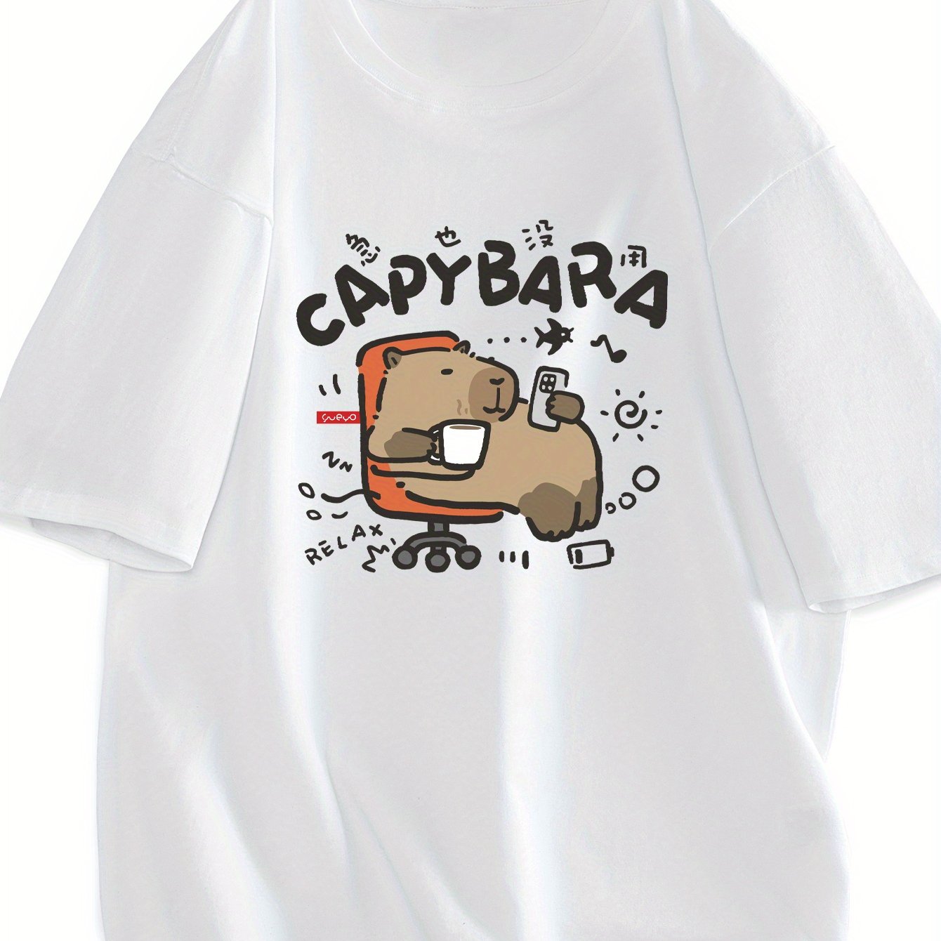 Herr T-shirt med Capybara-motiv – Avslappnad och rolig vardagsstil för ungdomar