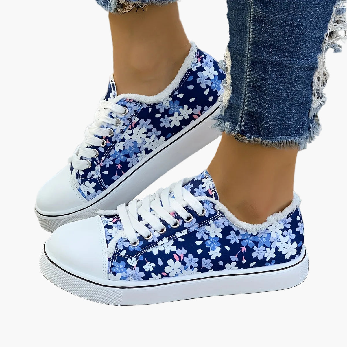 Dam Sneakers Blommiga Vardagsskor Trendig Fritidssko