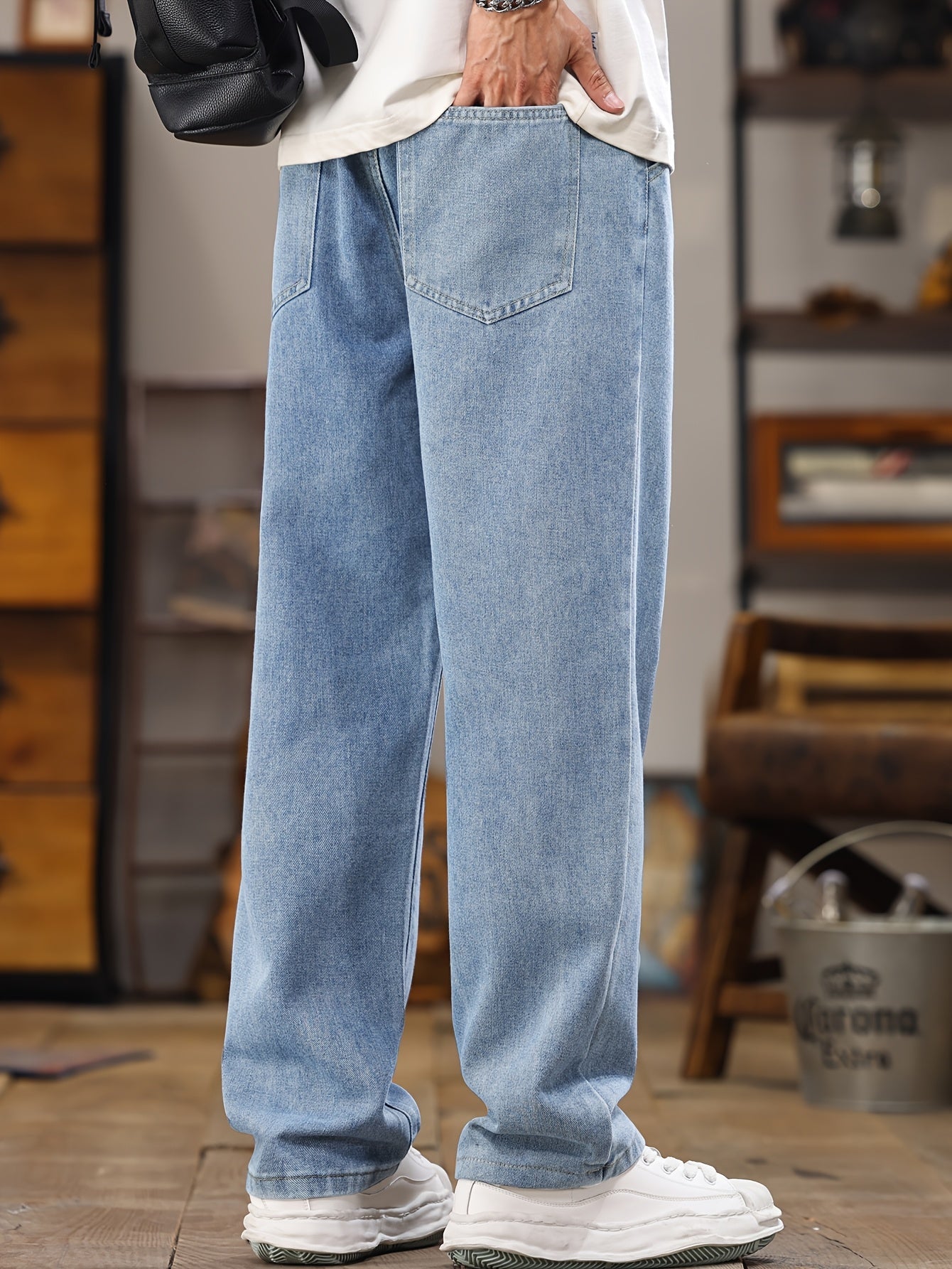 Herr Jeans Jogger Byxa Avslappnad Stil för Vardagsbruk