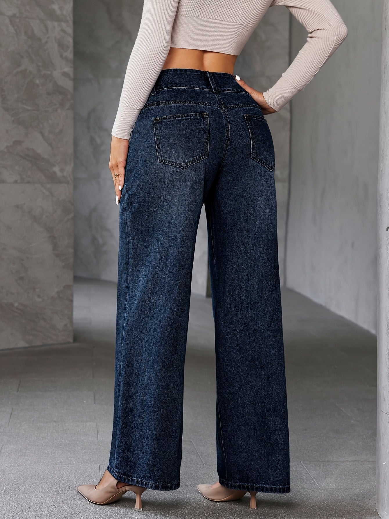 Dam Vida Byxor Hög Midja Vida Ben Casual Stil