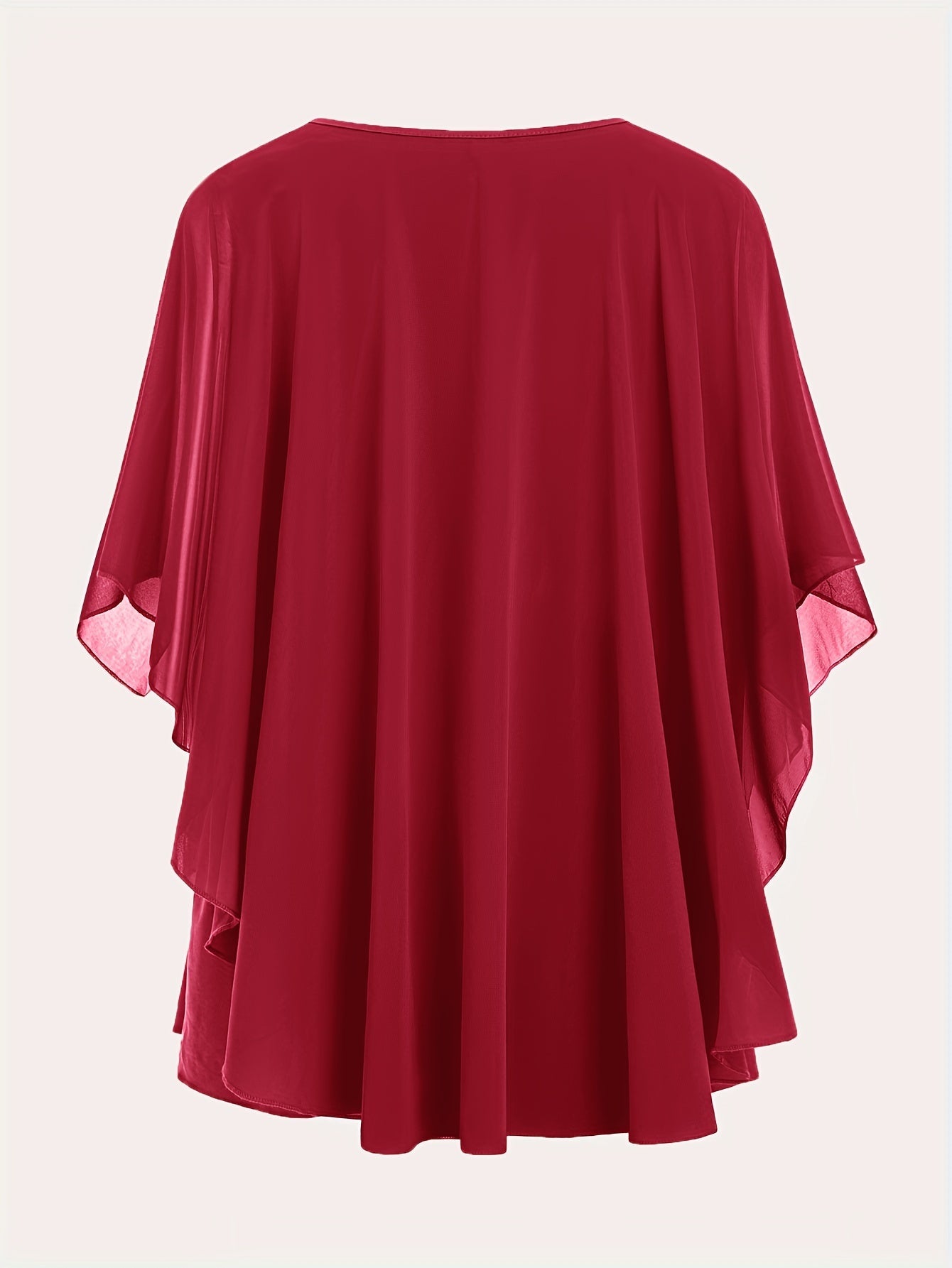 Dam Elegant Plisserad Ponchoblus för Fest och Vardag