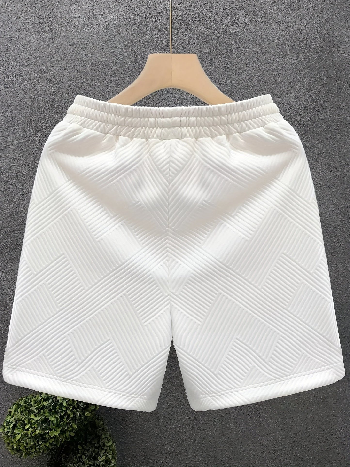 Herrshorts Avslappnad Stil Med Präglat Mönster För Fritid Och Träning