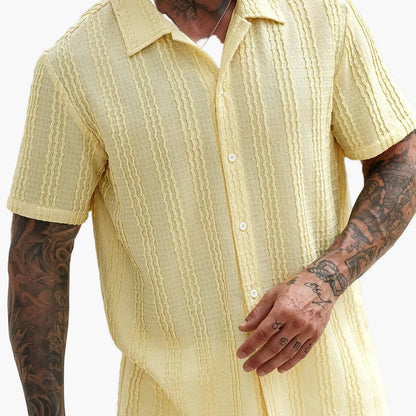 Herr Skjorta Kortärmad Randig Sommar Casual Weekendstil