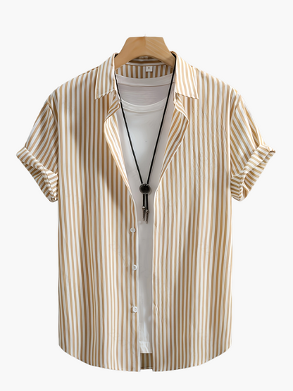 Herr Skjorta Kortärmad Randig Sommar Casual Stil