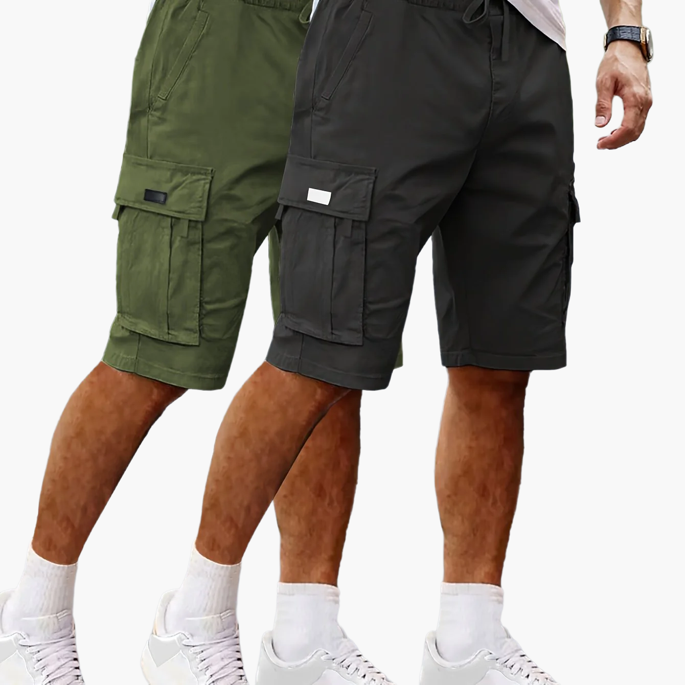 Herrarnas 2-pack avslappnade cargoshorts för utomhus och vardag