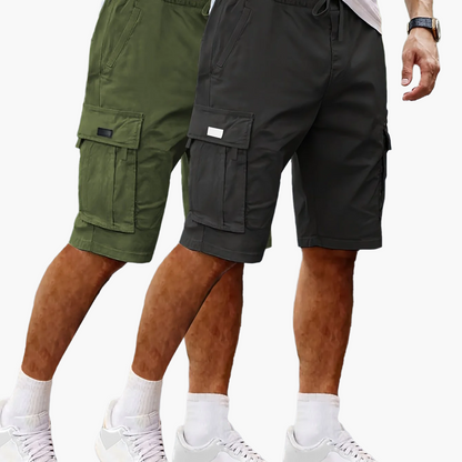 Herrarnas 2-pack avslappnade cargoshorts för utomhus och vardag