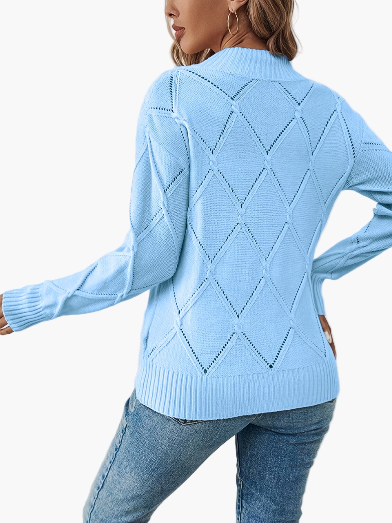 Damtröja Elegant Geometrisk Stickad Långärmad Vardagsstil