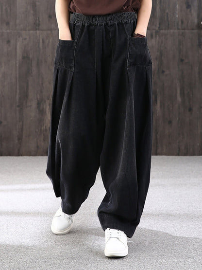 Dam Vida Baggy Jeans med Elastisk Midja