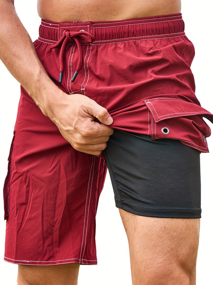 Herr Badshorts med Innerbyxa – Sportig Bermuda för Strand och Simning