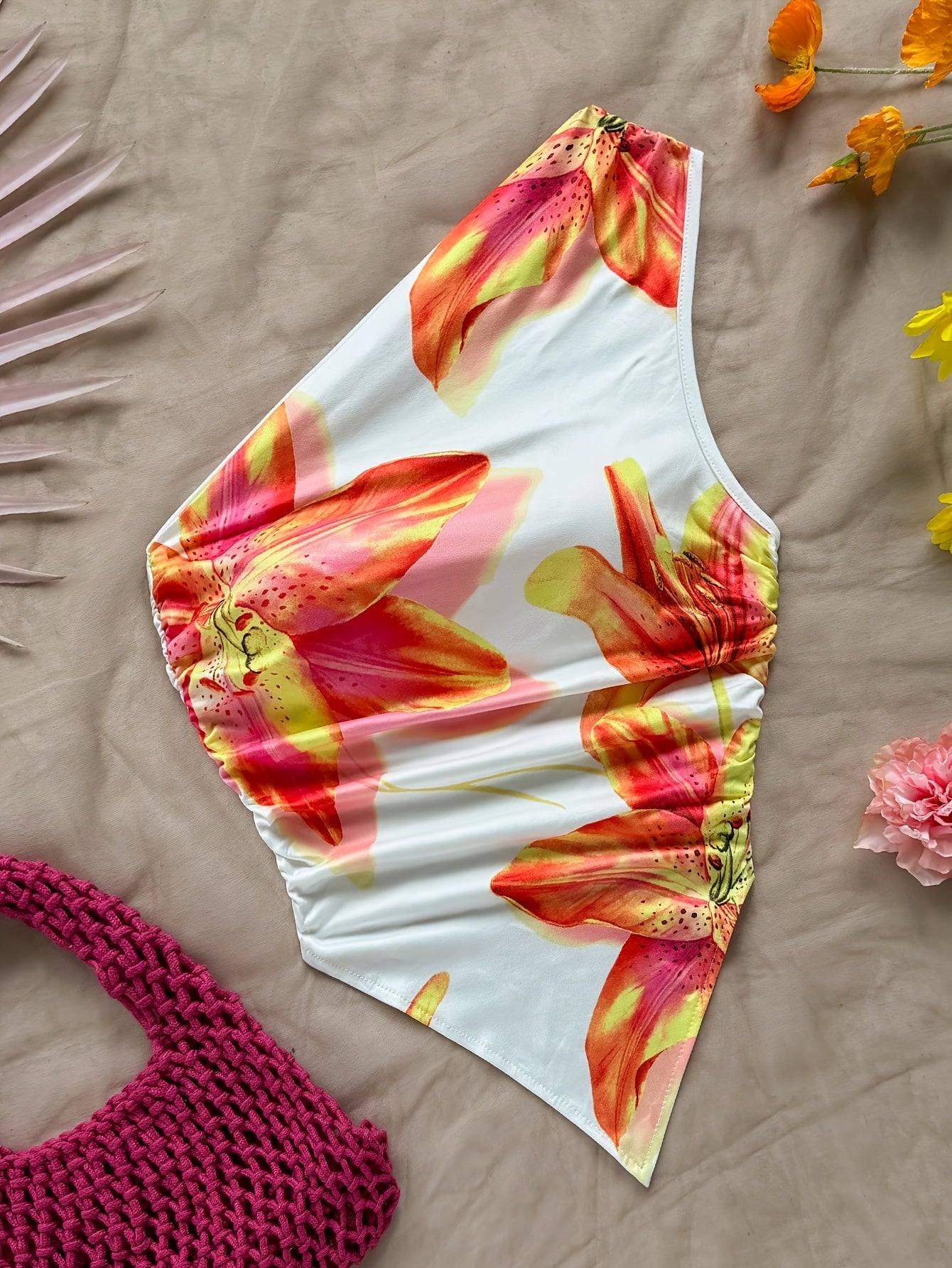 Dam Body One Shoulder Elegant Blommig Stil Perfekt för Vår och Sommar
