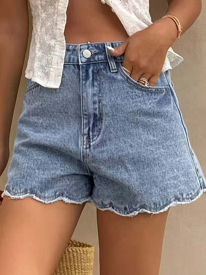 Damshorts med rå kant och avslappnad passform – Perfekta för sommarens fritid och vardagsbruk