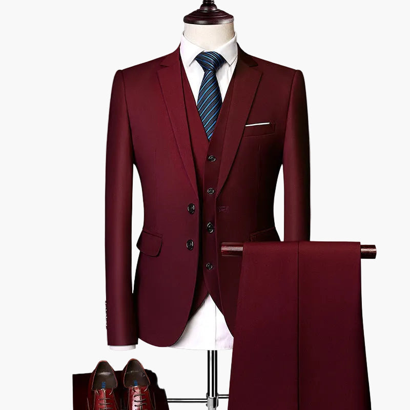 Herr Elegant 3-Delad Kostymset Slim Fit Formell Bröllop & Affär