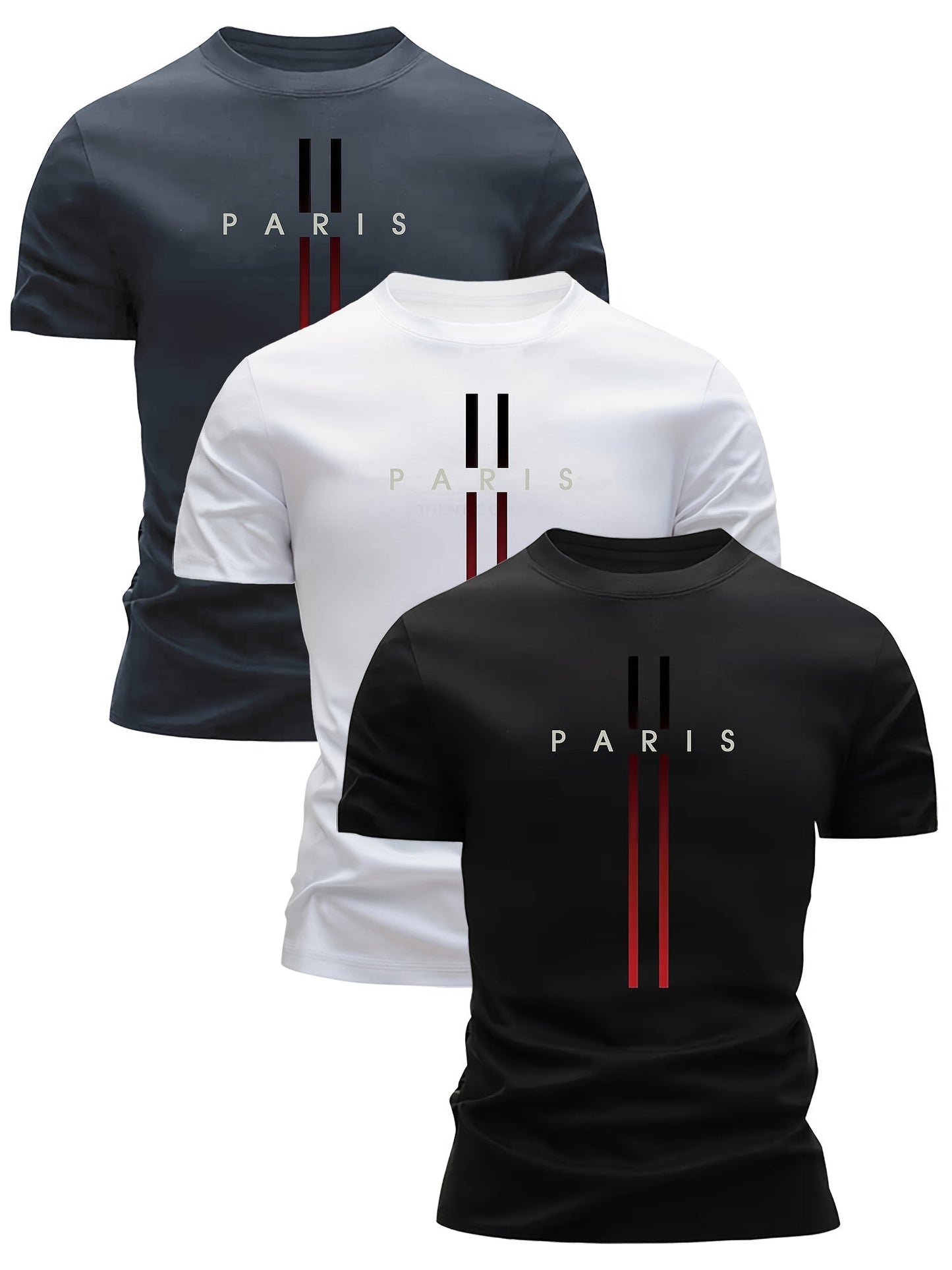 Herr T-shirt Paris Tryck Modern Sportstil Kortärmad