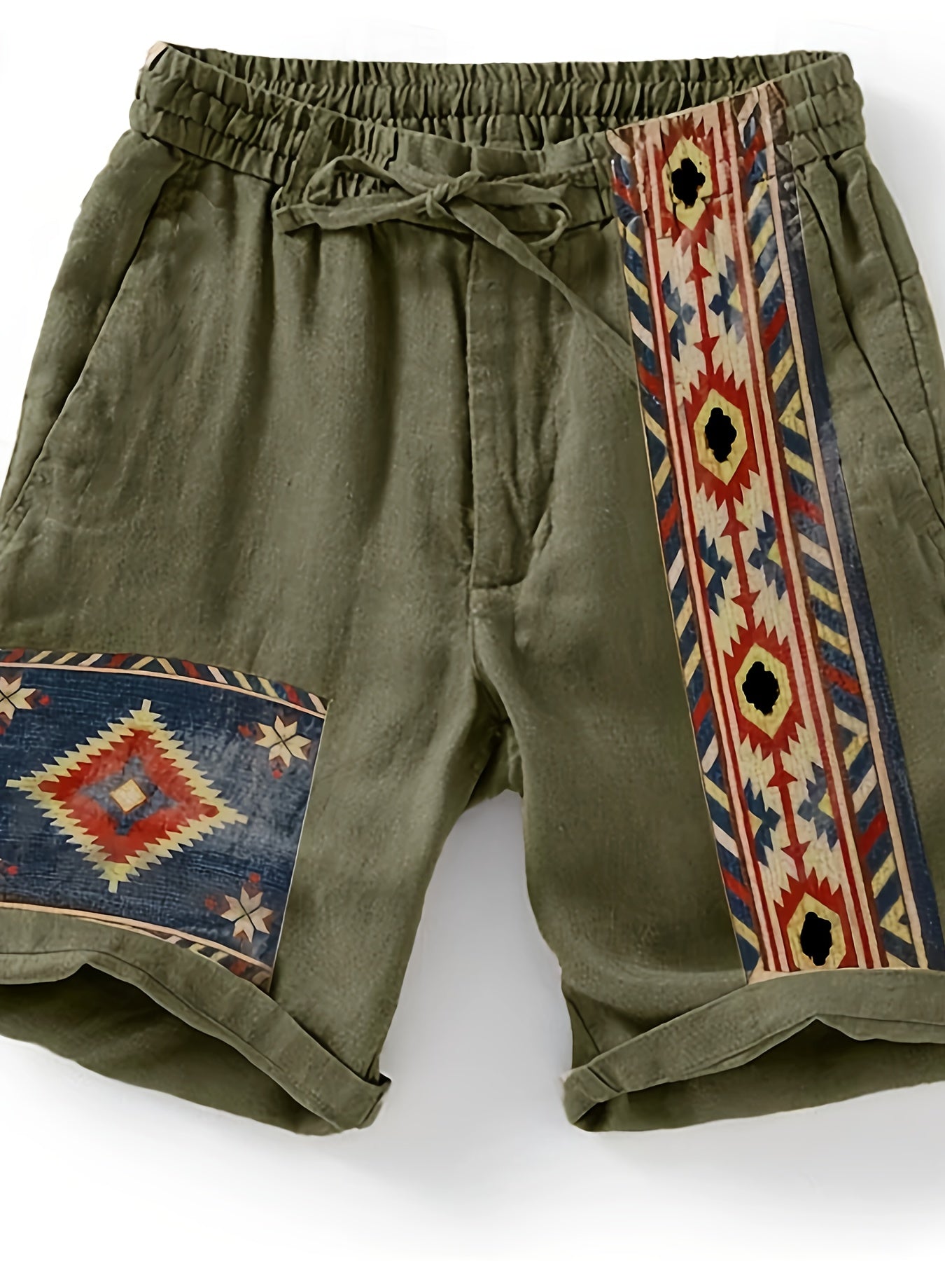 Herrshorts med etnisk och geometrisk design – Trendiga avslappnade shorts för sommar och semester