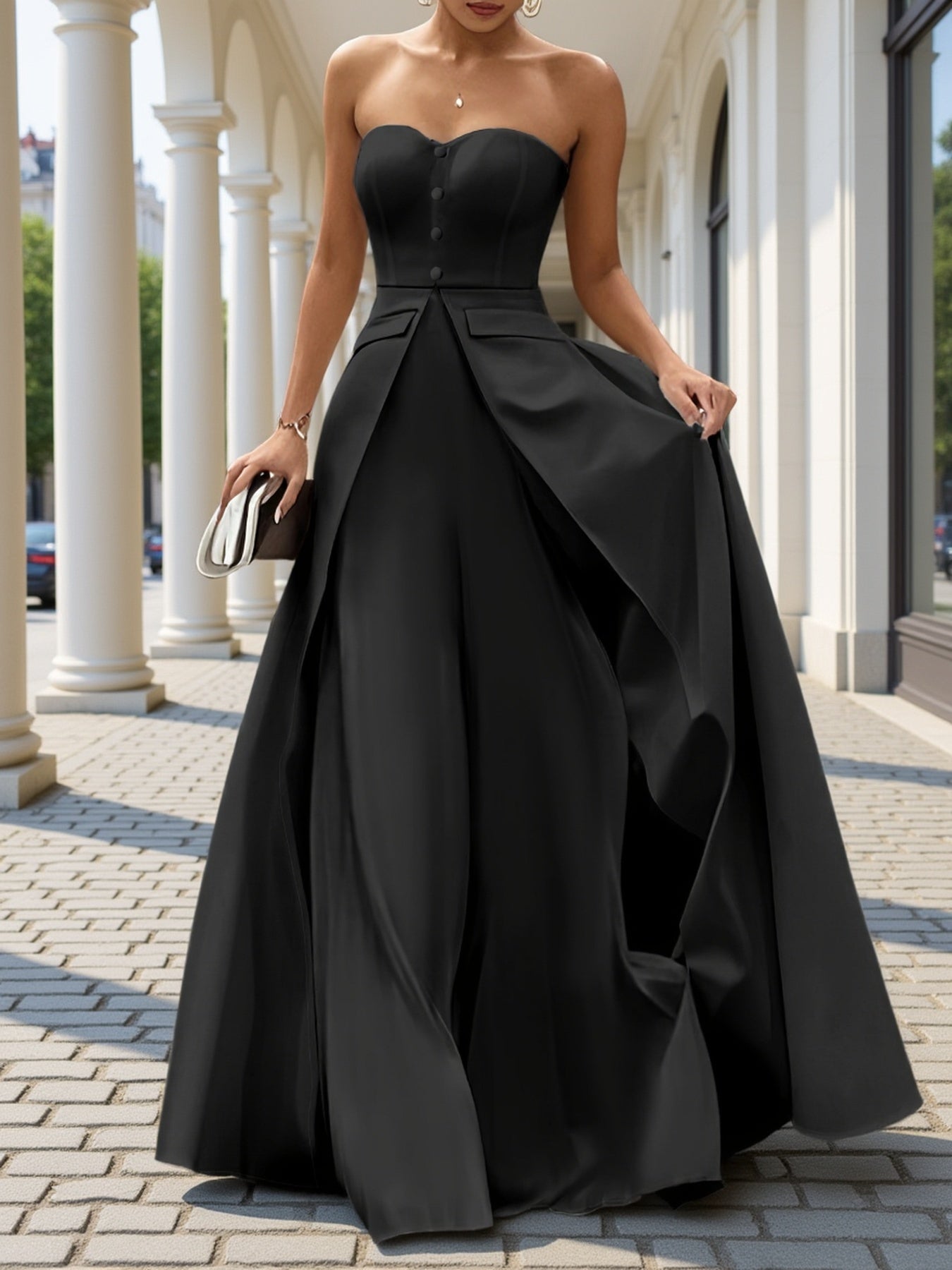 Dam Elegant Aftonklänning Bandeau Stil Fest och Gala
