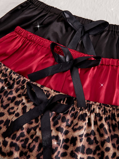 Damernas eleganta spets-pyjamas set med shorts – 3-pack, perfekt för vår, sommar och höst