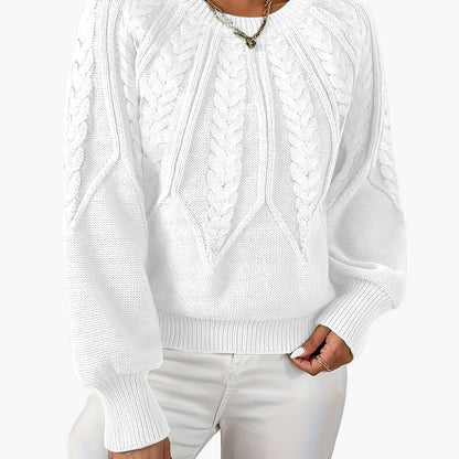 Damstickad Elegant Tröja med Kabelmönster för Vardag och Kontor