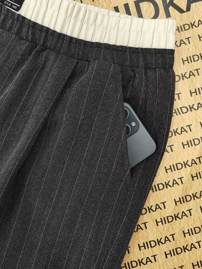 Herrbyxa med vida ben och eleganta ränder – Modern lounge- och fritidsbyxa