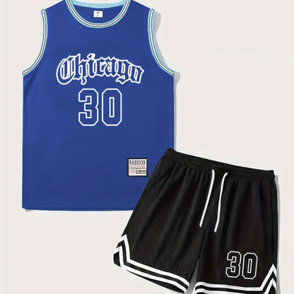 Herrarnas basketset – sportigt Chicago-inspirerat linne och shorts, perfekt för träning och fritid