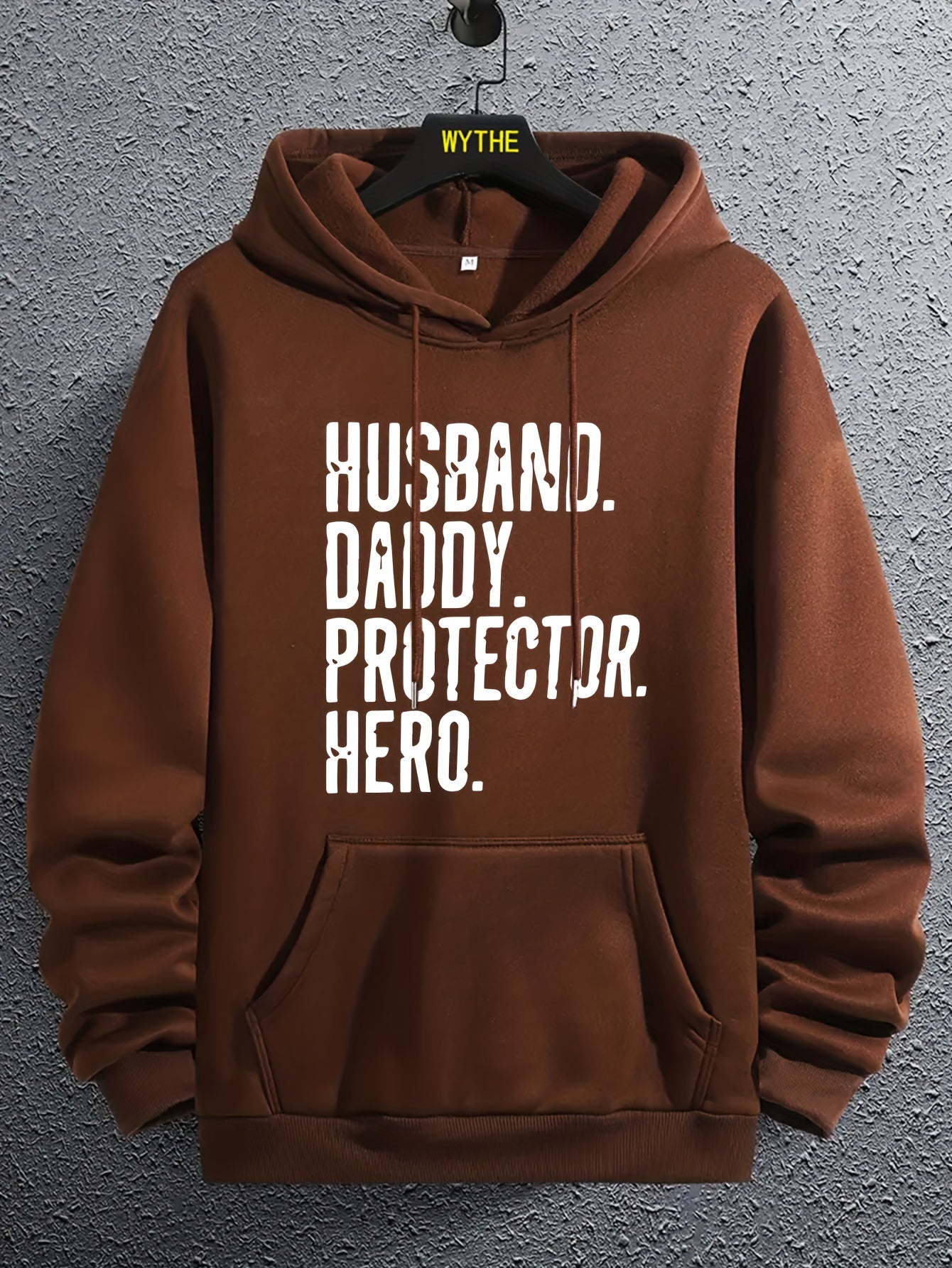 Herr Hoodie med Text – Husband Daddy Protector Hero – Casual Stil för Fars Dag och Familjeaktiviteter