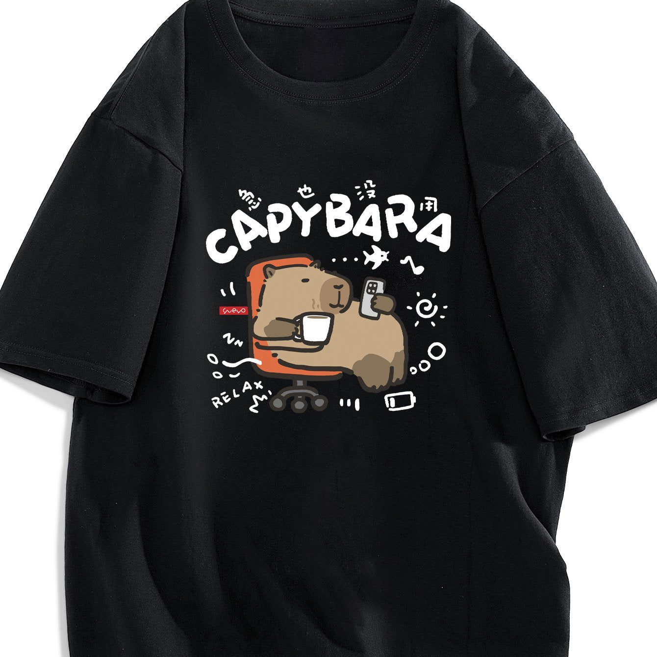 Herr T-shirt med Capybara-motiv – Avslappnad och rolig vardagsstil för ungdomar
