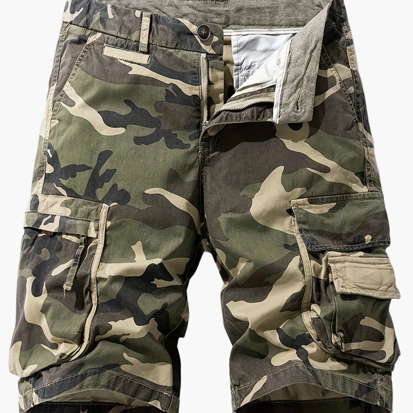 Herr Cargoshorts med Camouflagemönster – Lediga och Praktiska Shorts för Utomhusbruk