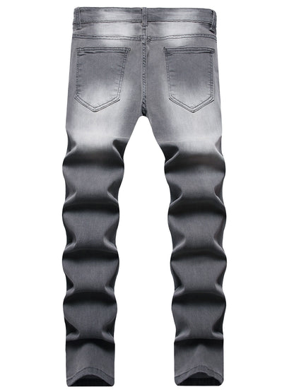 Justin – Slim Fit Rippade Denimjeans i Vitt