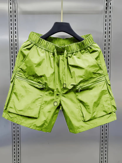 Herrarnas avslappnade cargoshorts med stora fickor och dragkedja – trendig streetwear för vardag och fritid