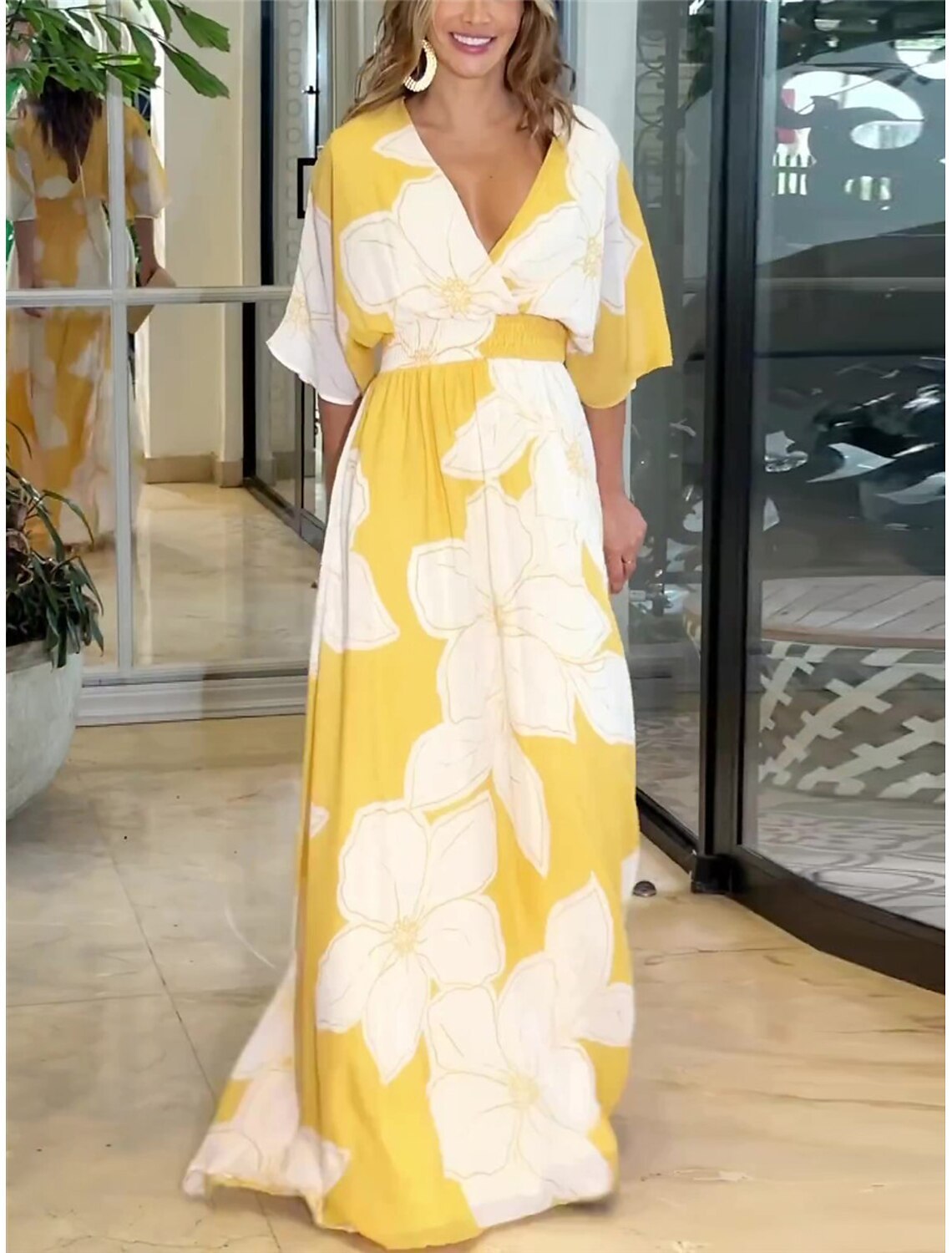 Damklänning – Elegant Maxiklänning med Blommönster, Vardags- och Feststil