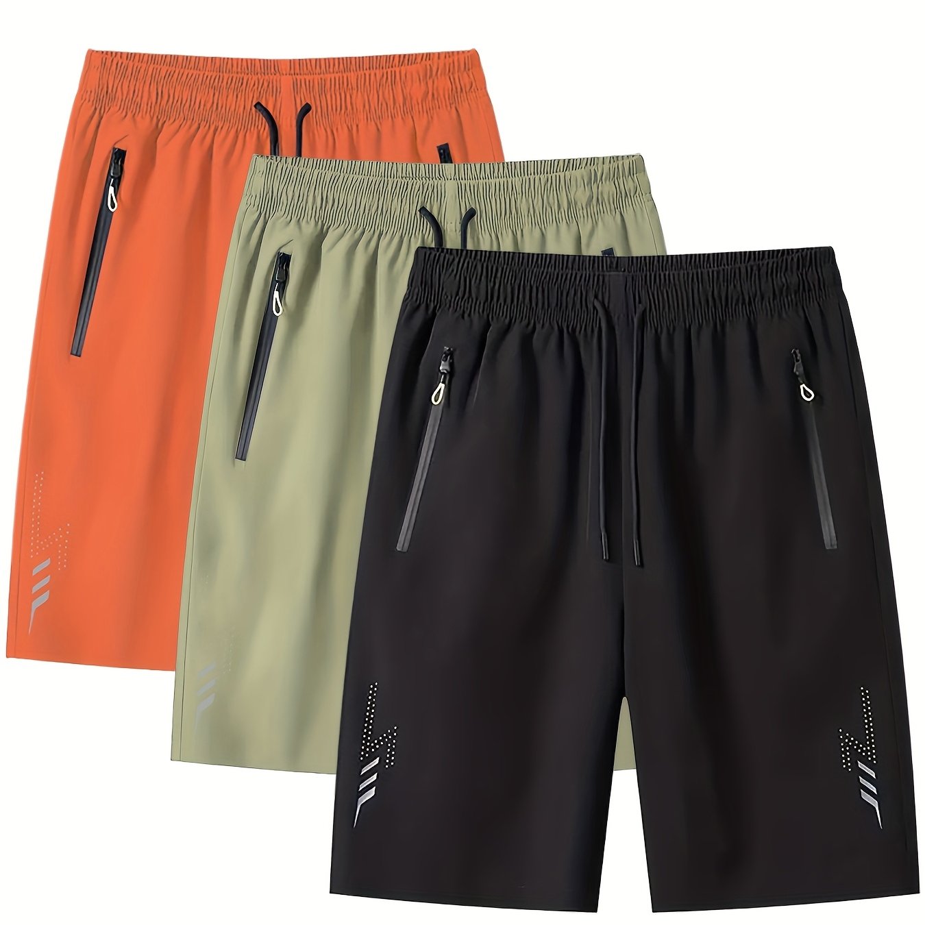 Herrar Sportiga Shorts med Dragkedjefickor – Perfekt för Träning, Löpning och Fritid