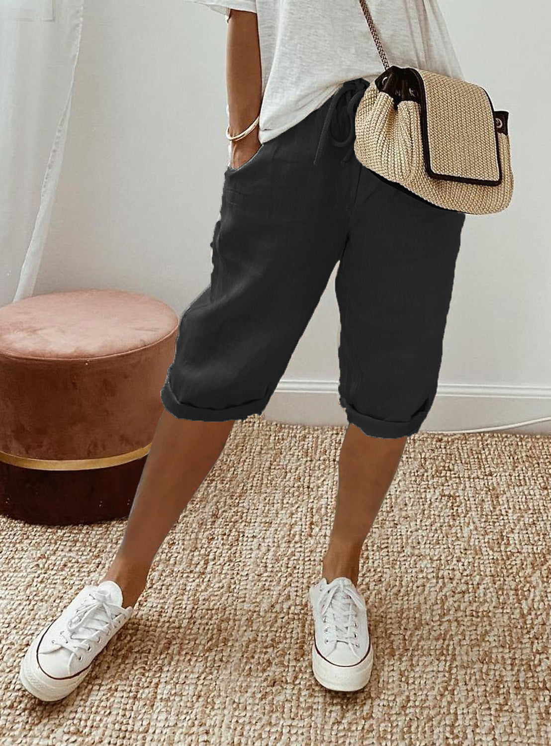 Damens Avslappnade Sommarshorts med Elastisk Midja – Perfekta för Vardag och Semester
