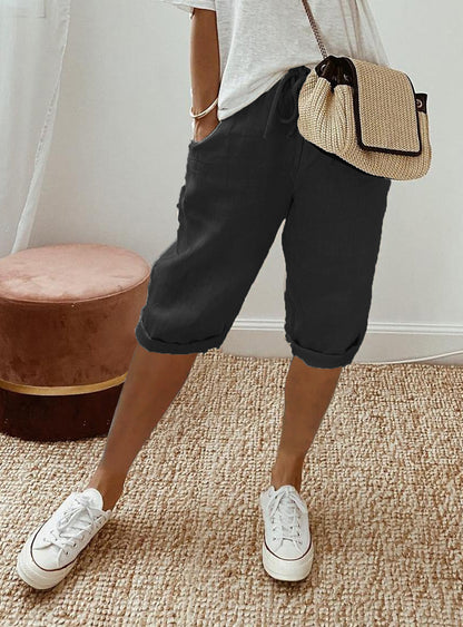 Damens Avslappnade Sommarshorts med Elastisk Midja – Perfekta för Vardag och Semester