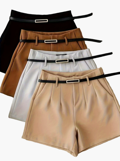 Damers eleganta kort topp och shorts med bälte – perfekt för sommar och fest