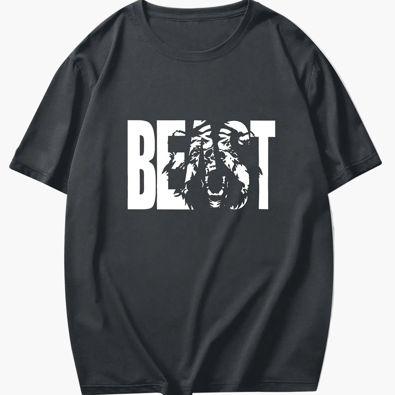 Herr T-shirt med BEAST-tryck – Trendig och avslappnad stil för stora storlekar