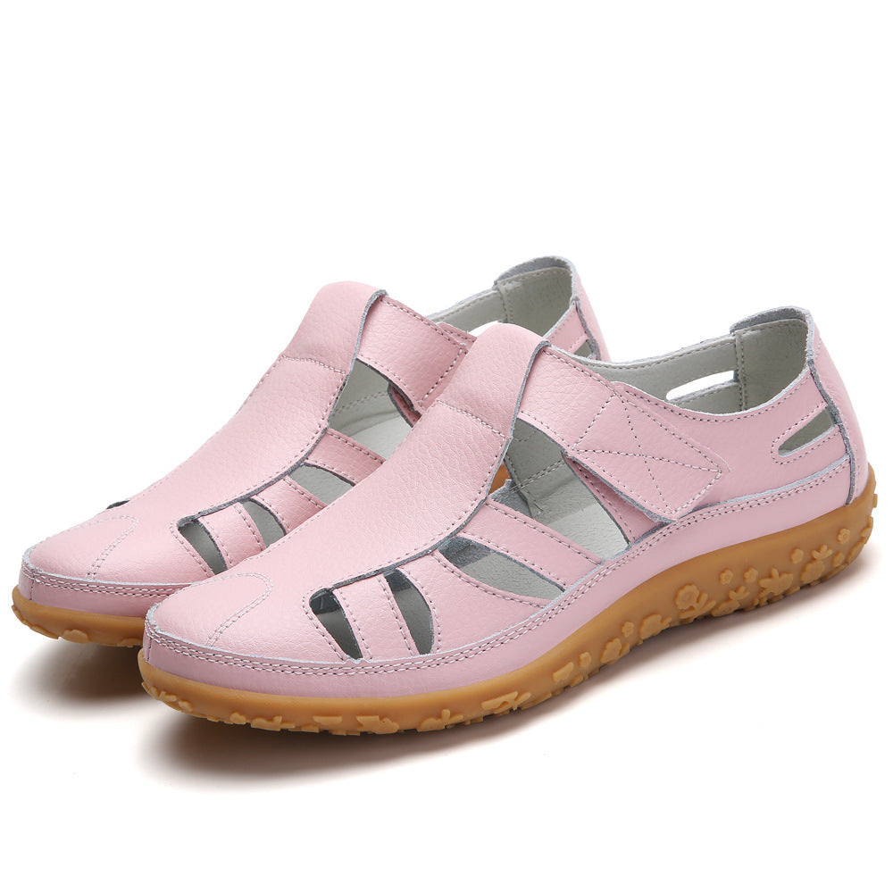 Kate – Sommarhandmade Retro Mjuk Sula Veganläder Velcro Avslappnade Skor