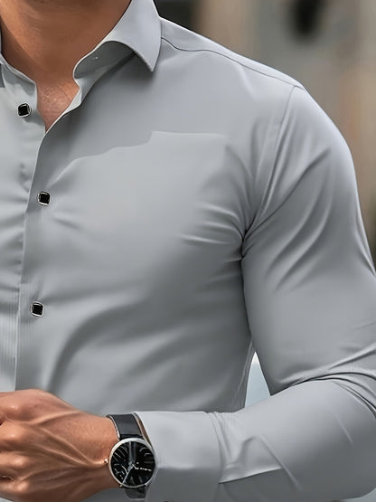 Herrskjorta Slim Fit Elegant Stil för Affär och Fest