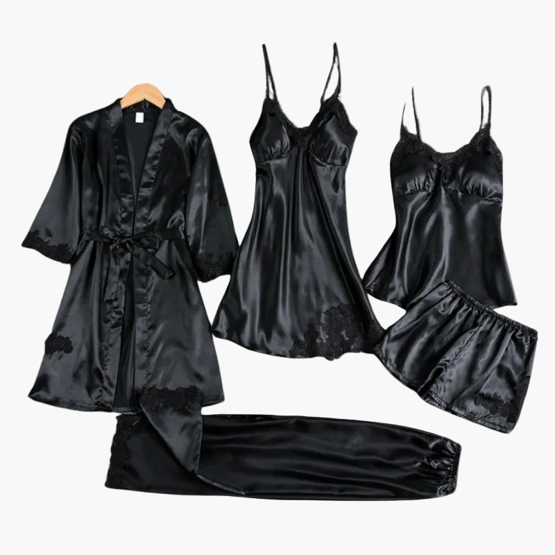 Damernas femdelade lyxiga nattklädesset – elegant pyjamas och nattlinne med kimono