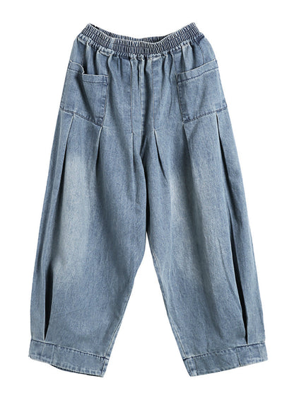 Dam Vida Baggy Jeans med Elastisk Midja