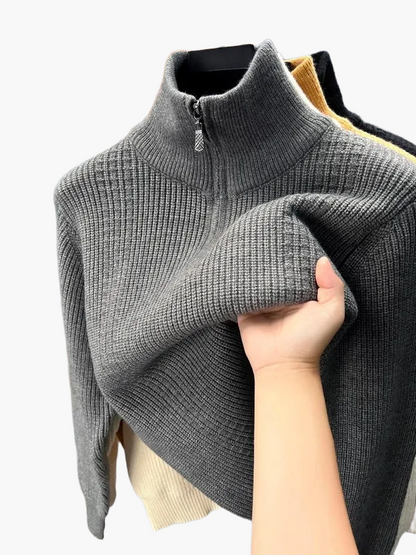 Damtröja med halv dragkedja – stickad, avslappnad och elegant